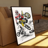 Motocross Rider Jumping Canvas Frames Wall Art